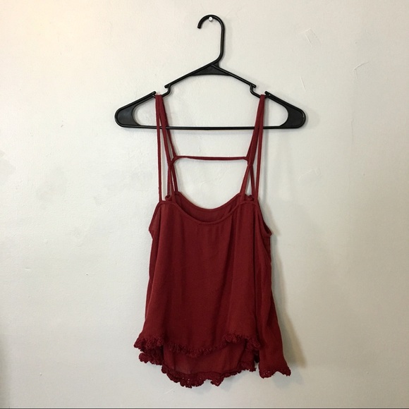 Maroon strappy tank top - Picture 1 of 5